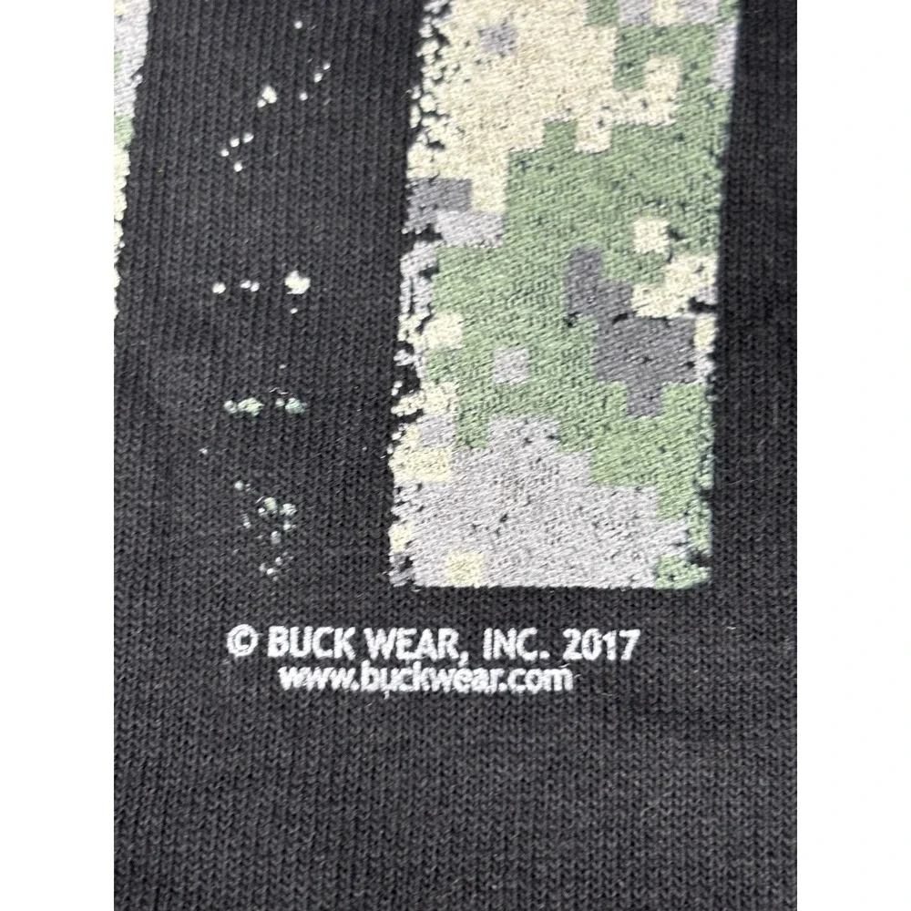 Buck Wear Mens Black Graphic Deer Skull Antler Logo T-Shirt Size Large 7491 NEW